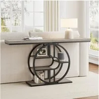 GarveeMore Konsolentisch Eingangs-Konsolentisch mit rundem Metallgestell 120 x 30 x 80 cm