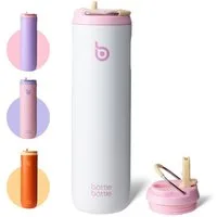 BOTTLE BOTTLE Trinkflasche Isolierte Edelstahl Trinkflasche 750 ml mit Strohhalm, Deckel & Griff, Auslaufsicher, Doppelwandig, für Sport, Reisen & Fitness