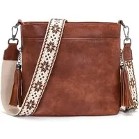 LuxusKollektion Umhängetasche Umhängetasche Damen Mittelgroß Crossbody Leder PU A-braun