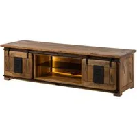 Massivmoebel24 TV-Board RAILWAY LUX (Massivholz), Mango / Altholz 180x55x50 natur lackiert RAILWAY LUX #130