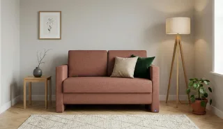 BRUNO Schlafsofa 120cm in Hazelnut Rot Braun | Schmal | stabiles Massivholz & Boxspringkomfort