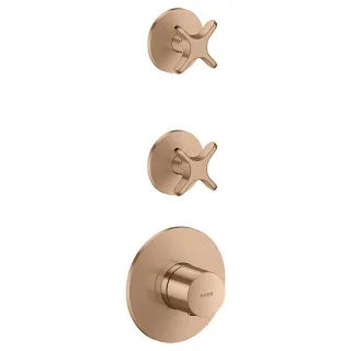 hansgrohe AXOR One Thermostatmodul 48712310 Unterputz, 2 Verbraucher, mit Kreuzgriff, brushed red gold