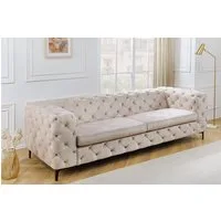 riess-ambiente 3-Sitzer MODERN BAROCK 235cm champagner beige – Samt, Federkern, Einzelartikel 1 Teile, Chesterfield-Design mit Ziersteppung – ideal für Wohnzimmer