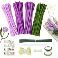 FOUORTUNATE-BEE Kreativset 400tlg Pfeifenreiniger Blumen Bastelset DIY Floristik Zubehör Set, Für Geschenke, Dekorationen, Schule und kreative Bastelideen