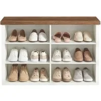 VASAGLE Schuhbank Sitzbank, Schuhregal, für Wohnzimmer, Flur, mit Stauraum, 6 Fächer, verstellbare Ablagen, 29,5 x 80 x 50 cm