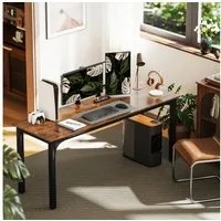HOMCOM Schreibtisch Computertisch Bürotisch mit Industrie-Design, Stahlgestell (Computertisch, 1-St., Bürotisch), für Arbeitszimmer Home Office, 180 x 60 x 75 cm Rustikal Braun