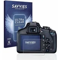 Savvies Displayschutzfolie Schutzfolie für Canon EOS 2000D, 6 Stück, Displayschutz Schutz Folie Klar Transparent