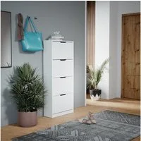 Vicco Schuhkipper Luca, Weiß, 59 x 137 cm mit 4 Klappschubladen (1 St)