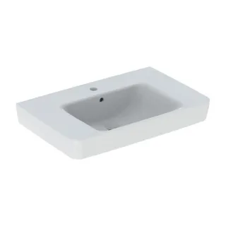 Geberit Renova Plan Aufsatz-Waschtisch 501726001 75x48cm, Hahnloch mittig, mit Überlauf, Ablagefläche, weiß