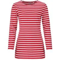 modAS Langarmshirt 25908 Damen Long-Shirt Streifen Maritim - Gestreiftes Langshirt Baumwolle