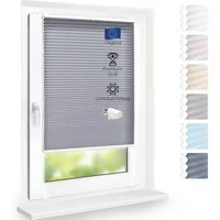 DomDeco Wabenplissee Premium Plissee ohne Bohren, lichtdurchlässig, Sichtschutz, verspannt, blickdicht, Klemmfix, UV-Schutz, modernes Fensterplissee