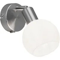 casa NOVA Wandstrahler LINA, 1-flammig, Silbergrau, Weiß, Metall, ohne Leuchtmittel, Glasschirm