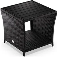 Casaria Beistelltisch (1-St), Polyrattan WPC Tischplatte 45x45x40cm Wetterfest Outdoor Garten