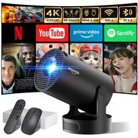 wowlink Mini Beamer Unterstützt 4K 1080P, Projektor mit WiFi 6, Bluetooth 5.4 Beamer (200 lm, 10000:1, 4K px, Automatische Trapezkorrektur mit HDMI/TV Stick/Laptop)