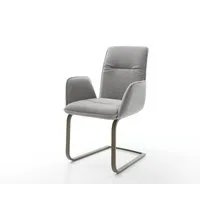 DELIFE Polsterstuhl Vinja-Flex, Freischwinger flach Effektfinish Titan Strukturstoff Soft Grau