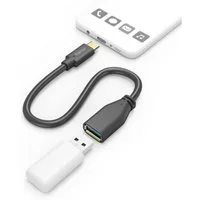 Hama USB-Adapterkabel, OTG, USB-C-Stecker - USB-A-Buchse, 15 cm, Schwarz Adapter