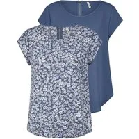 ONLY T-Shirt Damen Top ONLVIC Regular Fit (Vorteilspack, 2-tlg) Basic Kurzarm Tee Shirt mit Rundhalsausschnitt