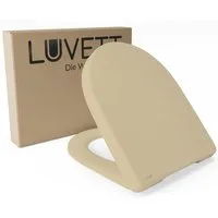 LUVETT WC-Sitz D140 Softclose Absenkautomatik, Duroplast, Geberit Renova Icon, D-Form (2 Montagevarianten von oben), mit Original SoftClose® Absenkautomatik, Duroplast, WrapOver