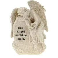 Udo Schmidt Bremen...das Original Engelfigur Engel auf Stein mit Taube "Ein Engel schütze Dich" Grabartikel Trauer