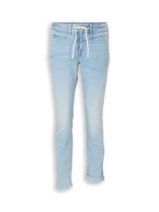 Tom Tailor - TTMAYA TAPERED Stretch Jeans mit Kordelzug light stone blue denim - Gr. - 30