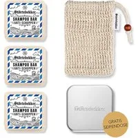 Störtebekker Festes Haarshampoo Duschset - 3x Shampoo, Soap Bag und GRATIS Seifendose, Veganes Shampoo, praktische Aufbewahrung, handgefertigt in Holland