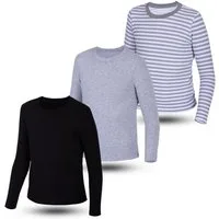 LOREZA Langarmshirt 3er Set Jungen Langarmshirts - Basics - Mehrfarbig (Set, 3-tlg., 3er-Pack)