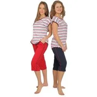 Consult-Tex Capri-Pyjama Damen 3er Set Capri Pyjama DF453 (Spar Set, 3er Set) Mit Kontrastpaspel an den Hosenbeinen