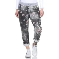CLEO STYLE Jogginghose Damen Jogginghose 2581 36-40 Schwarz / Blume