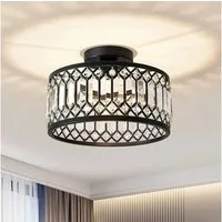 Ophy Deckenleuchte Kristall Deckenleuchte (22 cm) mit Metallkäfig-Lampenschirm, 3 Farbtemperaturen, E27 – für Wohnzimmer & Schlafzimmer