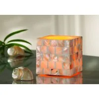 Luna24 simply great ideas... LED Dekolicht LED Kerze mit Muschelbesatz, 13708, 8x8x7,5 cm, LED fest integriert, Warm Weiß