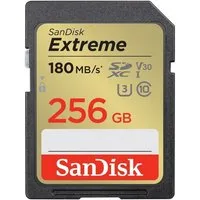 Sandisk SDXC Extreme 256GB (180/130 MB/s R/W), 1 Jahr RescuePRO Deluxe Speicherkarte (256 GB, UHS Class 3, 180 MB/s Lesegeschwindigkeit)