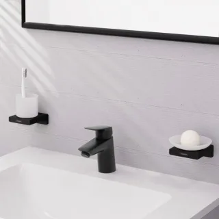 hansgrohe Logis Einhebel-Waschtisch-Armatur 71071670 ohne Ablaufgarnitur, ohne CoolStart, Ausladung 107mm, mattschwarz