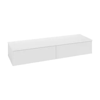 Villeroy und Boch Antao Sideboard L42000GF mit Beleuchtung, 2 Auszüge, 1600 x 268 x 500 mm, Front ohne Struktur, Glossy White Lacquer / Glossy White Lacquer