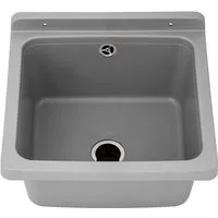 Lavre Waschbecken RIVA, Kunststoff Spülbecken Waschtrog Ausgussbecken, grau, 40x38x22,8 cm