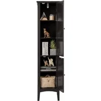 KOMFOTTEU Hochschrank Badschrank mit 2 Türen, 5 offene Fächer,37x37x160 cm