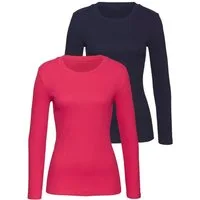 Vivance by Lascana Langarmshirt aus modischer Rippware (2er-Pack) aus luftigem Baumwoll-Stretch