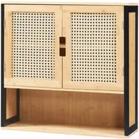 en.casa Hängeschrank »Tervola« mit 2 Türen 60x60x20 cm Schwarz / Bambus