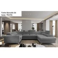 Lukas Möbel Wohnlandschaft Wohnlandschaft Linus mit Schlaffunktion Bettkasten XXL-Sofa in U-Form, mit verstellbaren Kopfstützen