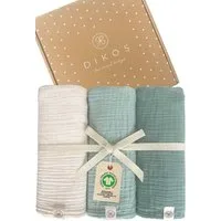 Babydecke Mulltücher 3er-SET gekreppt, Spucktuch 64x64 100% GOTS BIO-Baumwolle, DIKOS, PREMIUM Qualität atmungsaktiv, nachhaltig, plastikfrei, kuschelweich