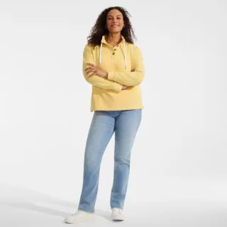 Pullover SERIOUS SWEATS mit Knopfleiste, Damen,  Orange, Baumwoll-Mischung/Polyester-Mischung, by Lands' End