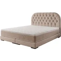 A&J MöbelLand GmbH Polsterbett LEON mit Kopfteil - Stilvolles Bettgestell für Ihr Schlafzimmer (Länge: 209 cm, Höhe Kopfteil: 110 cm, 4 Kopfteil-Varianten, 7 Größen zur Auswahl, Modernes Design, TOP ANGEBOT!, Inklusive Bettgestell), Komplettgestell-S