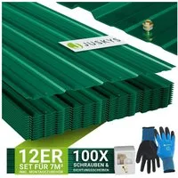 Juskys Trapezblech, Stahl, 129x45x0.23 mm (12er Set 12-St) Verzinkter Rostschutz-Stahl, vorgebohrte Löcher, 100er Zubehör Set