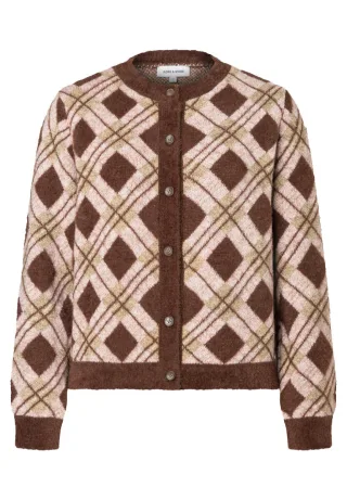 MORE & MORE - Cardigan mit Argyle-Muster beige/braun - Gr. - 38