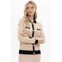 Passioni Cardigan mit Kontrastnähten mit Druckknöpfen