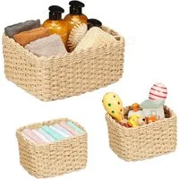 relaxdays Aufbewahrungskorb Geflochtener Aufbewahrungskorb 3er Set