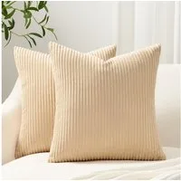 Topfinel Kissenbezug gestreiftes Muster,2er Set Kissenhülle Dekokissen Kissenbezug, Kordsamt 45x45 Sofakissen Couchkissen Zierkissenbezug Dekokissen