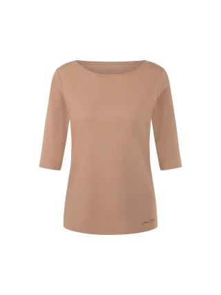 Marc Cain Collections - Halbarm-T-Shirt mit Schmuckband-Details warm taupe new - Gr. - 46