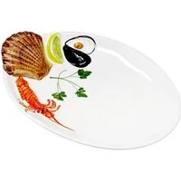 Lashuma Servierteller Meeresfrüchte, Keramik, (1-tlg., 26 x 18 cm), Ovaler Salatteller italienisch zum Servieren