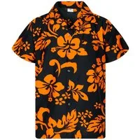 King Kameha Hawaiihemd "Hibiscus" Funky Hawaii-Hemd Herren Kurzarm Front-Tasche Stylish