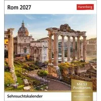 Harenberg Kalender Verlag Tischkalender Rom Sehnsuchtskalender 2027 - Wochenkalender mit 53 Postkarten